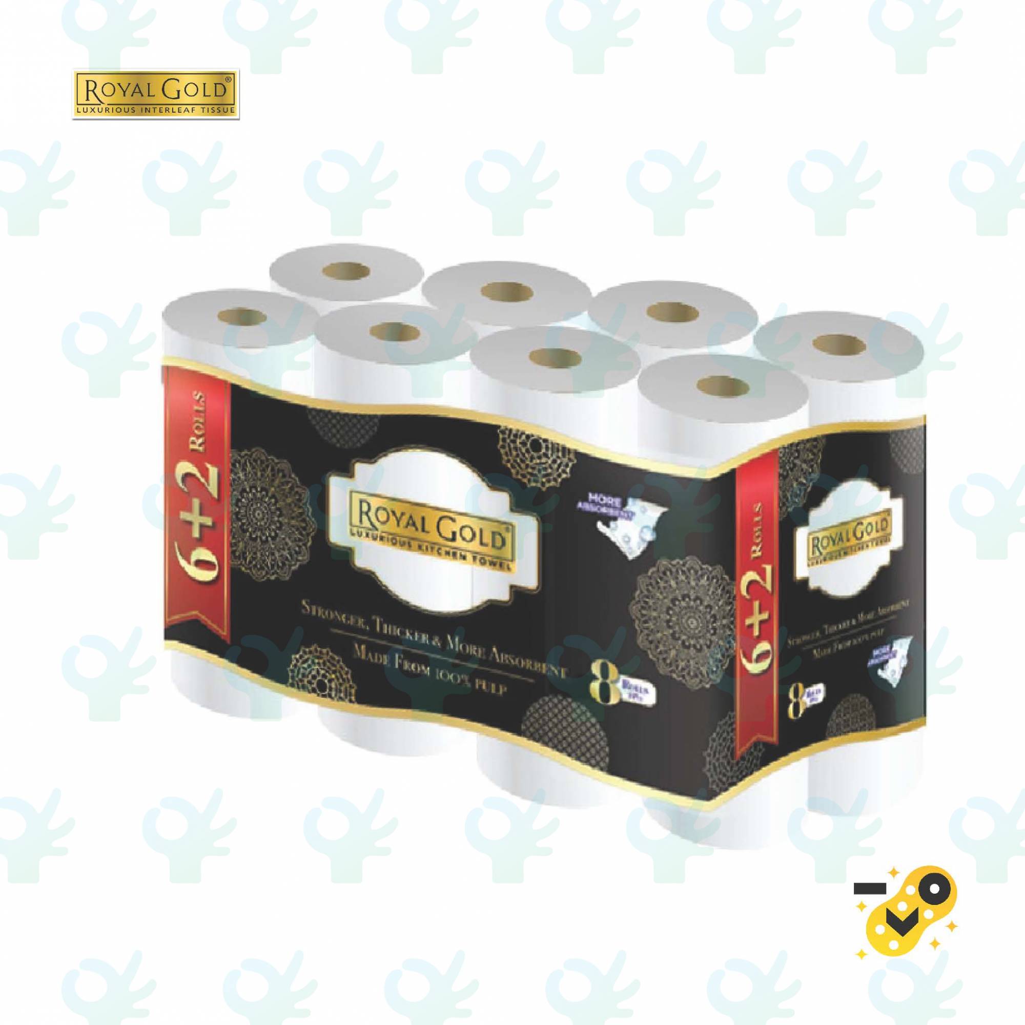 Ofiskita Royal Gold Luxurious Kitchen Towel 55 Sheets 8 Rolls 1